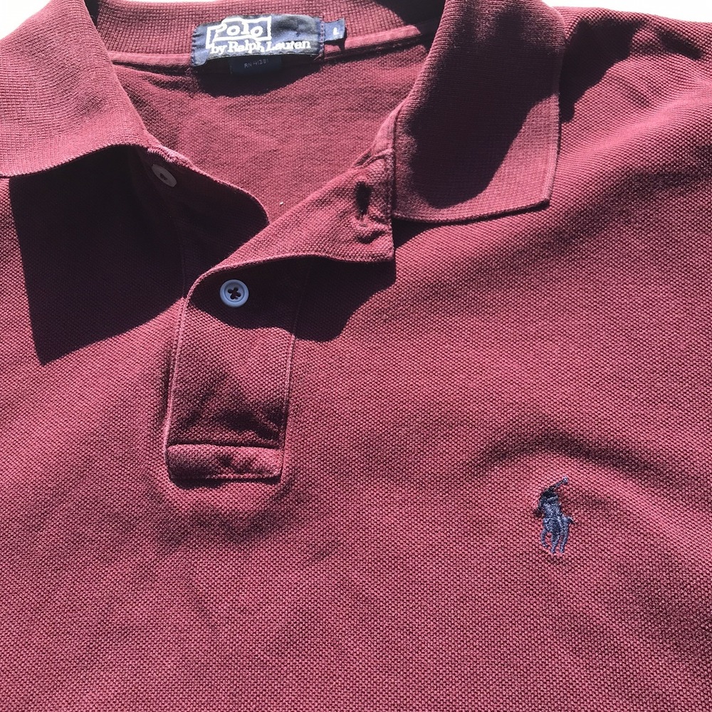 Ralph Lauren Polo Shirt Mens Large Dark Rose Burgundy Red Cotton Pony Logo Golf - Picture 2 of 9